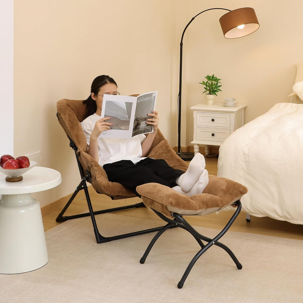 15"(H) Folding Ottoman, Set of 2, Foldable Footrest Stool, Small Foot St...