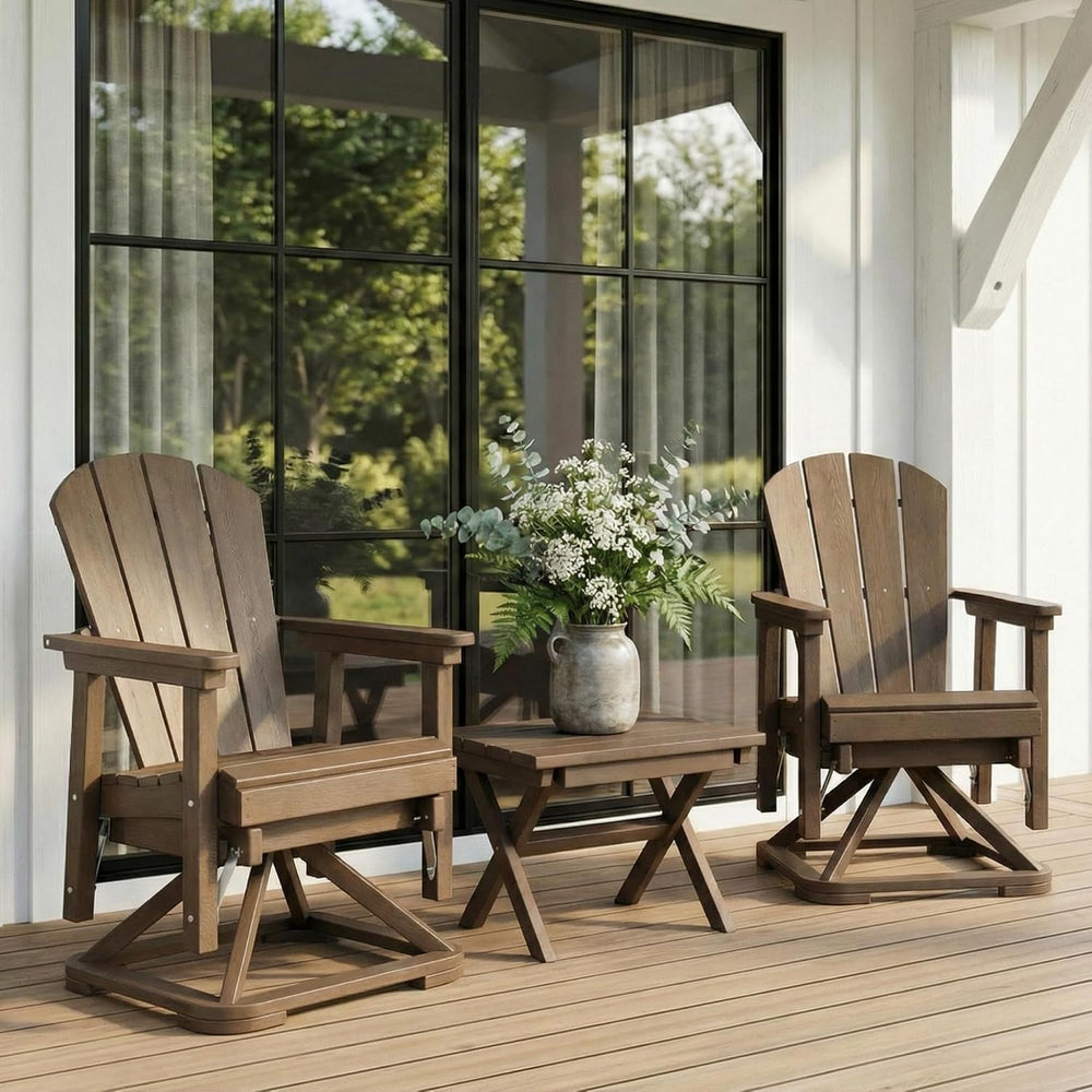4-Piece Adirondack Swivel Glider Chair Set, Composite HDPE Outdoor Furniture ...