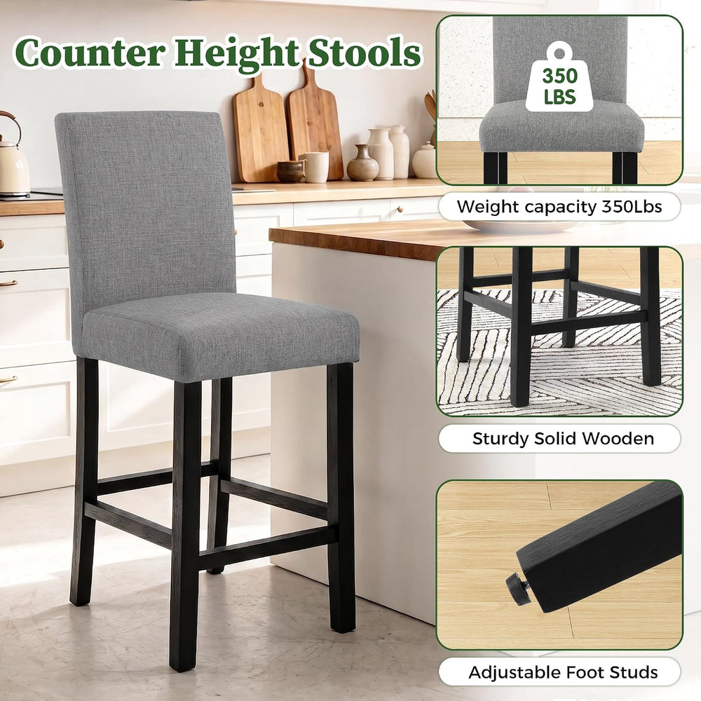 LSSPAID Bar Stools Set of 2, 25 Inch Upholstered Fabric Counter Height Stools...
