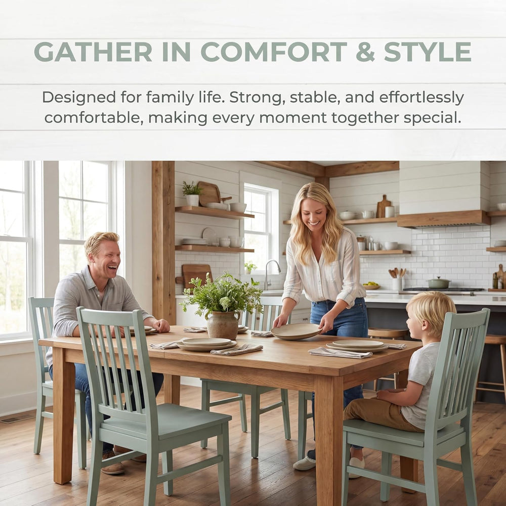 HNY Green Wood Dining Chairs Set of 8, Farmhouse Kitchen Chairs with High Bac...