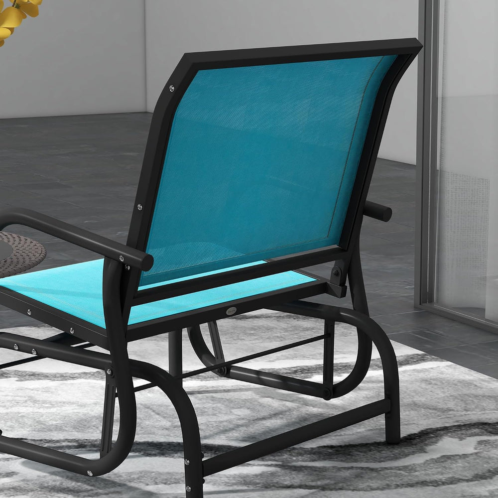 Outsunny Porch Glider Set of 2 Steel Frame Blue