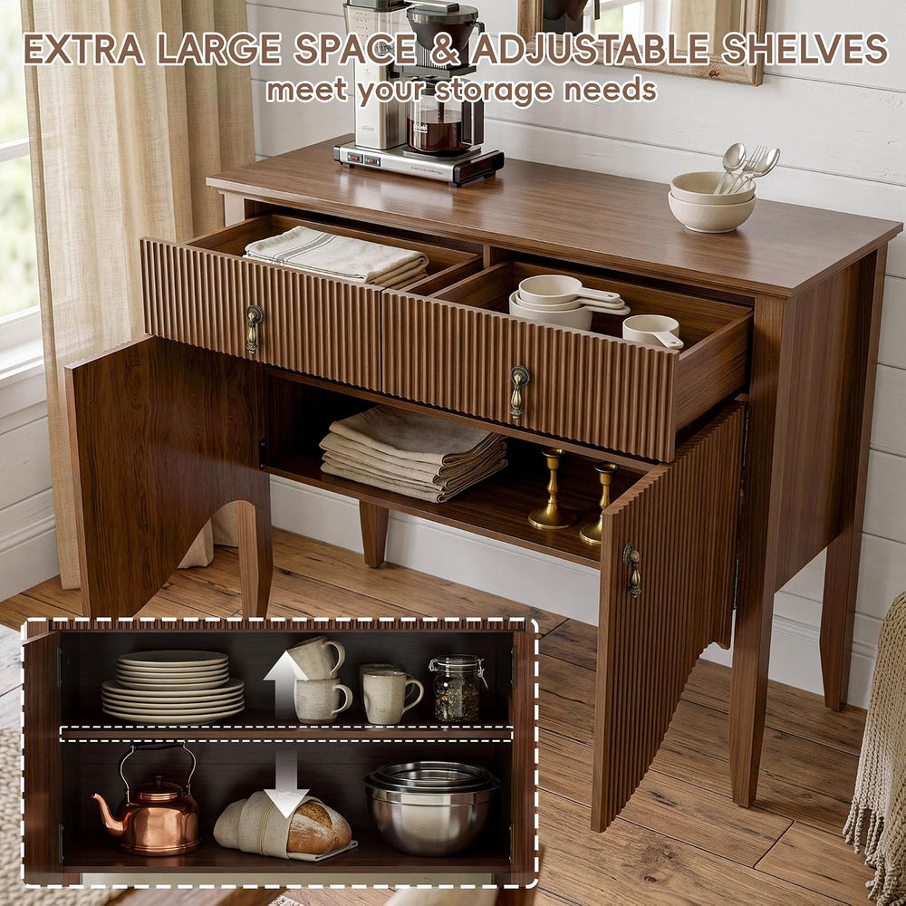 senlin 40" Fluted Console Table, Wooden Entryway Console Table with Stor...
