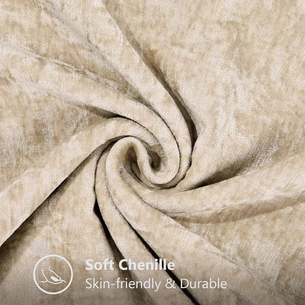 decorUhome Soft Chenille Throw Pillow Covers 24x24 Set of 2 Beige