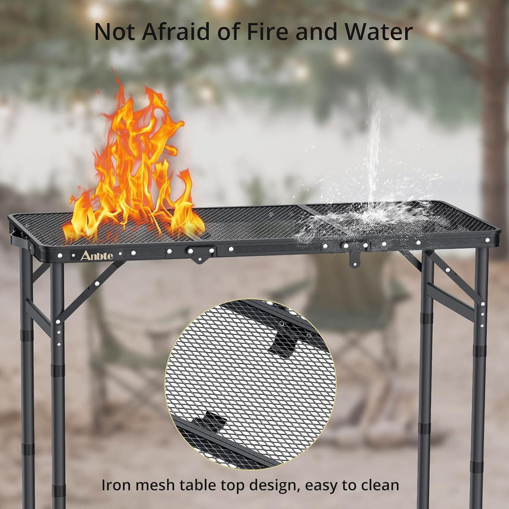Anbte 3 ft Folding Grill Table, Aluminum Camping Table 3 Heights Max 27.5"
