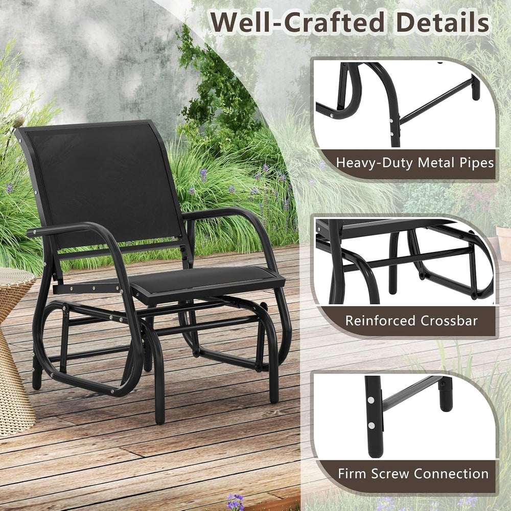 GIANTEX Outdoor Glider Chairs 2 Pack, Smooth Patio Gliding Chairs