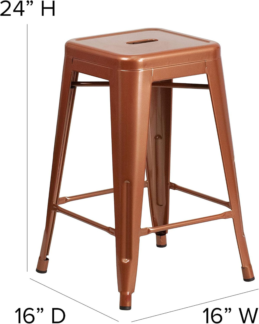 EMMA + OLIVER 24" Copper Metal Backless Counter Height Stool