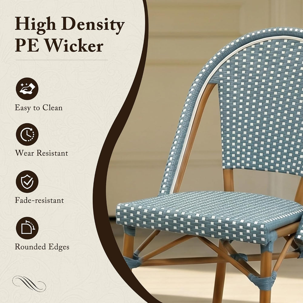 PURPLE LEAF Patio Dining Set 3-Piece Square Table Wood Finish Light Blue