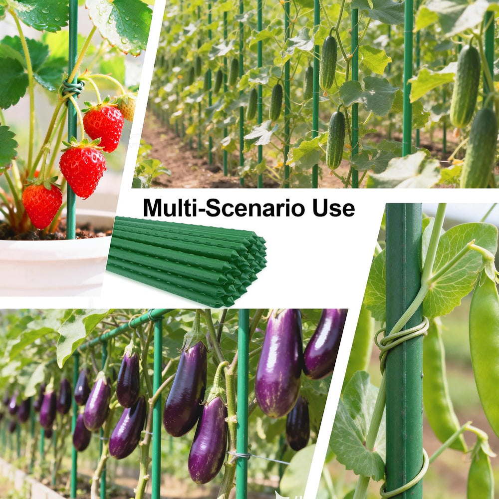 50pcs Garden Stakes 4FT, Plastic Coated Steel Plant Stakes Specifically Desig...