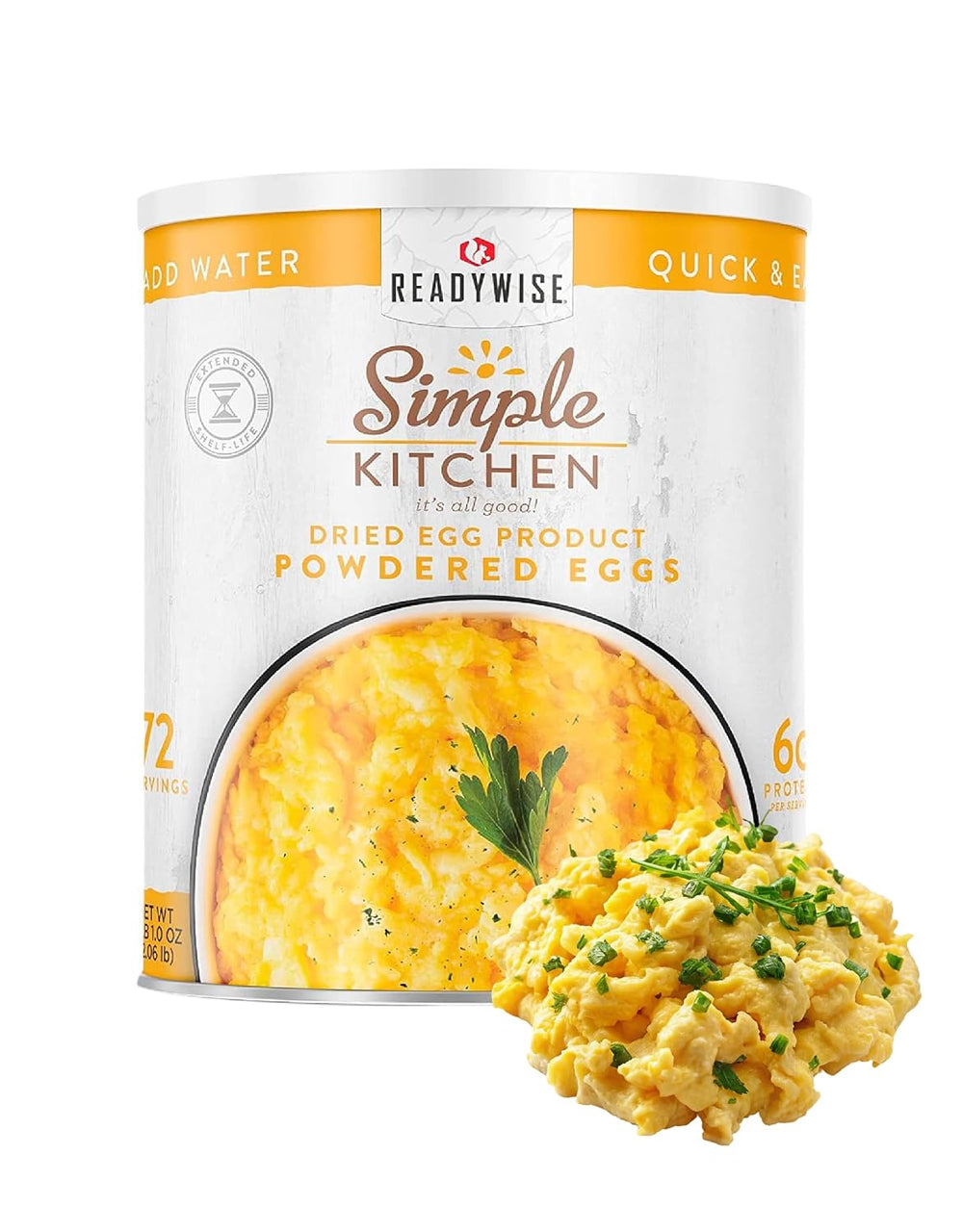SIMPLE KITCHEN Powdered Eggs #10 Can, 72 Servings, Emergency Camping Food