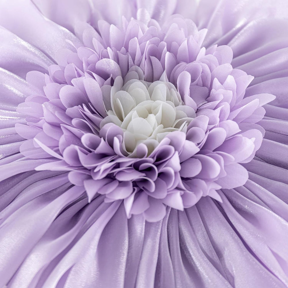 3D Flower Round Decorative Throw Pillow for Bed Couch 14 Inch Lavender
