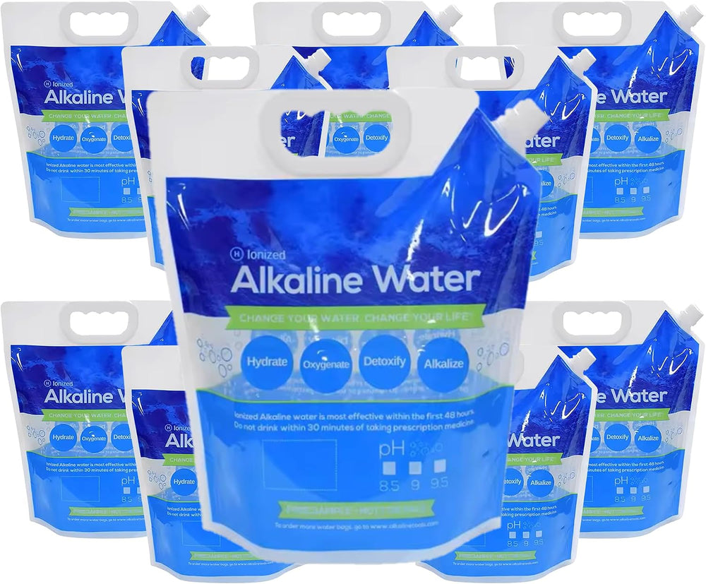 Foldable Alkaline Water Storage Bags, 5L/1.3 Gal, 10-Pack, BPA Free