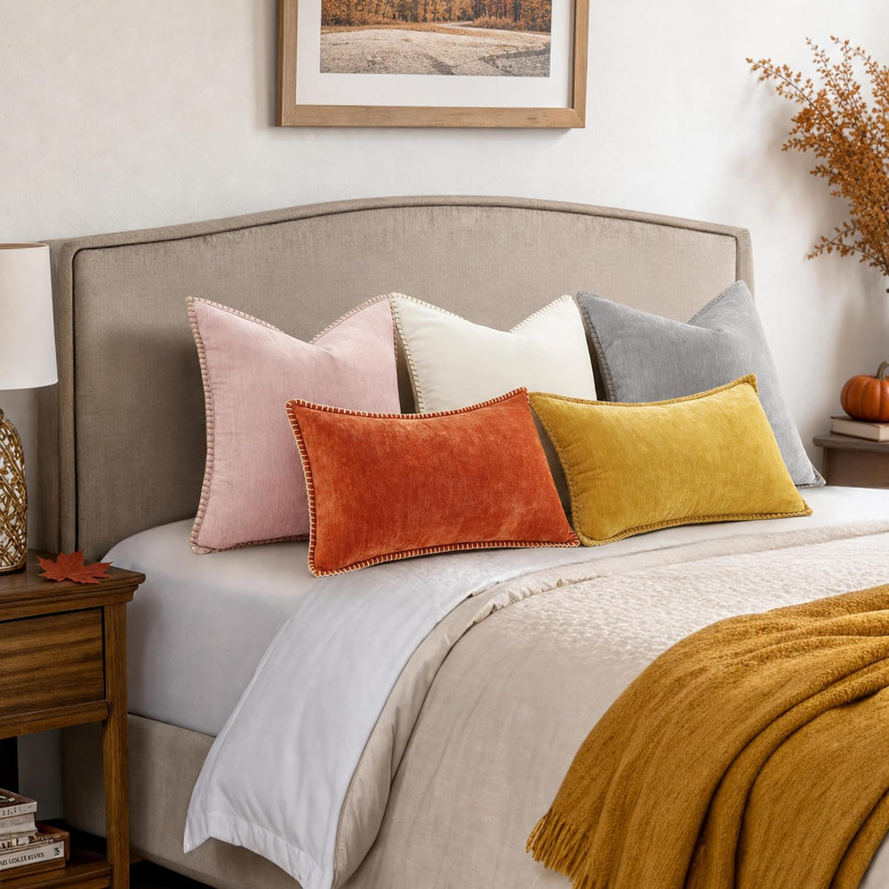 decorUhome Soft Chenille Throw Pillow Covers 22x22 Set of 2 Burnt Orange