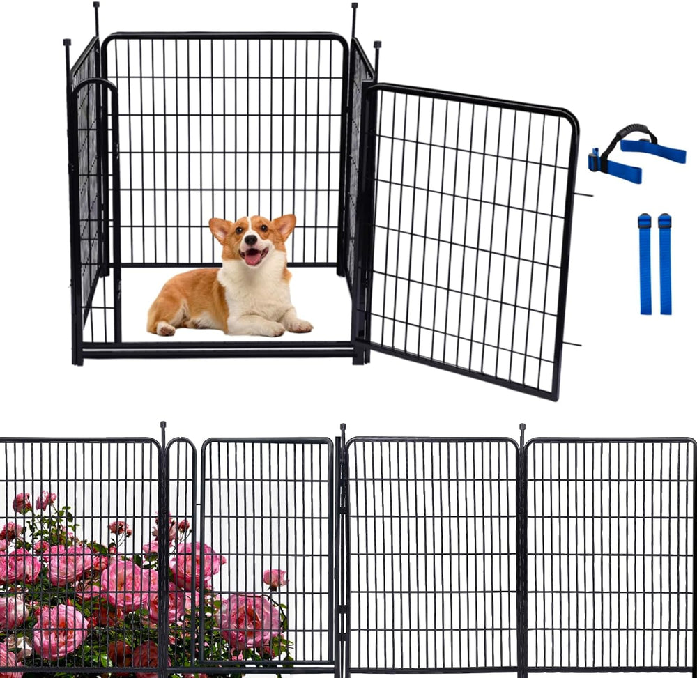 Tall Garden Fences and Borders, 54 in(H) Dog Fences for The Yard, 4 Panels To...
