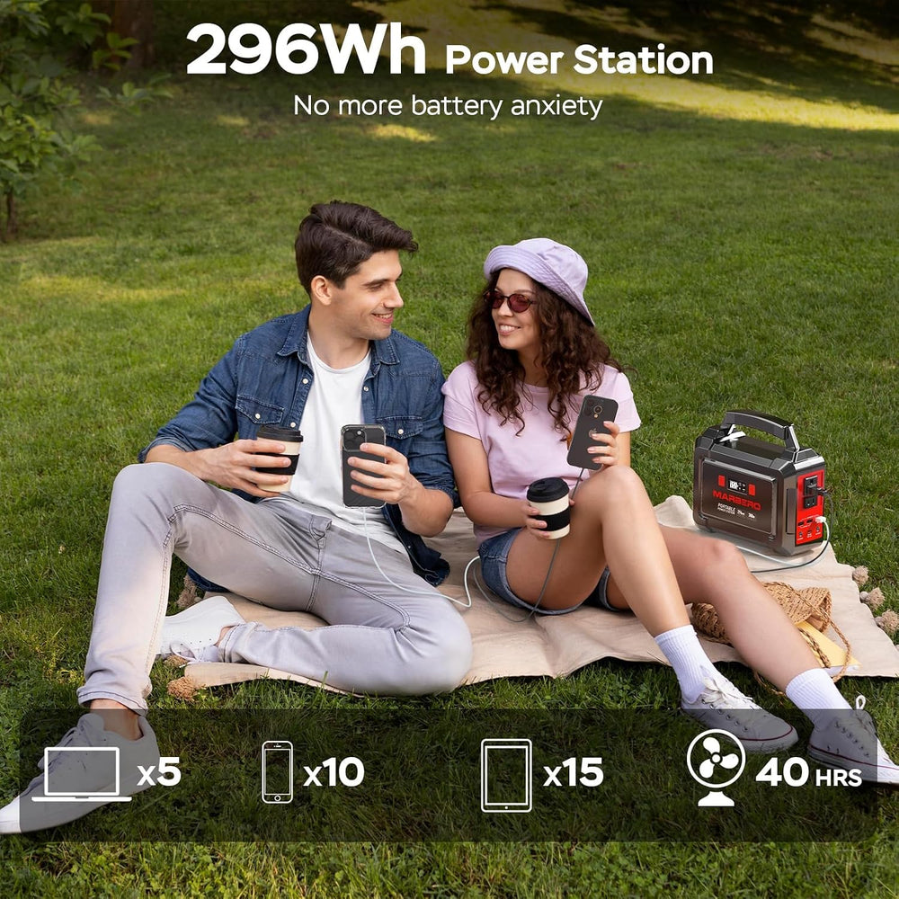 MARBERO Portable Power Station 350W Peak Camping Solar Generator Laptop Charg...