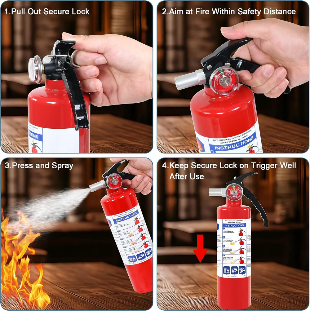 2 Pack ABC Dry Chemical Fire Extinguishers with Mount
