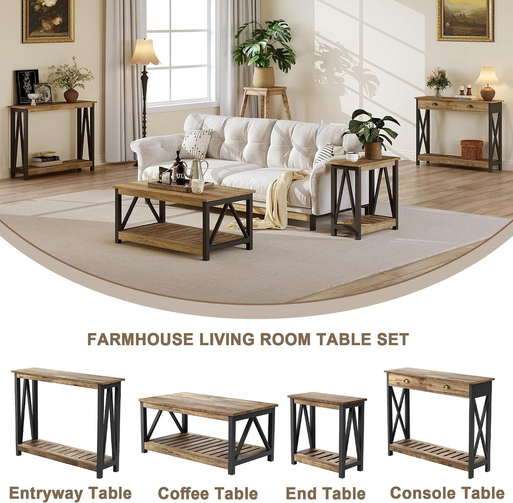 ChooChoo 40" Farmhouse Coffee Table with A-Frame Design for Living Room