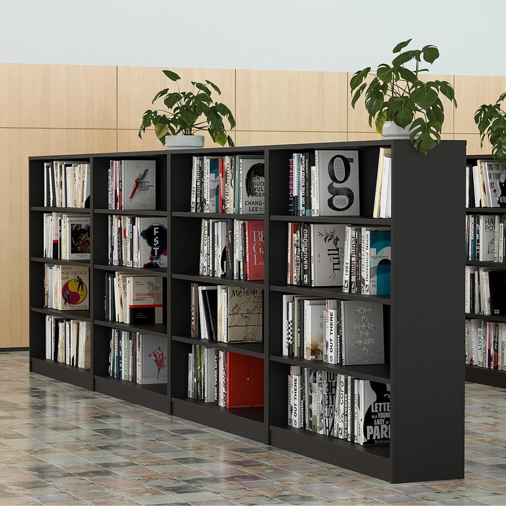 48-Inch 4-Tier Bookshelf,Adjustable Wood Bookshelf for Small Spaces