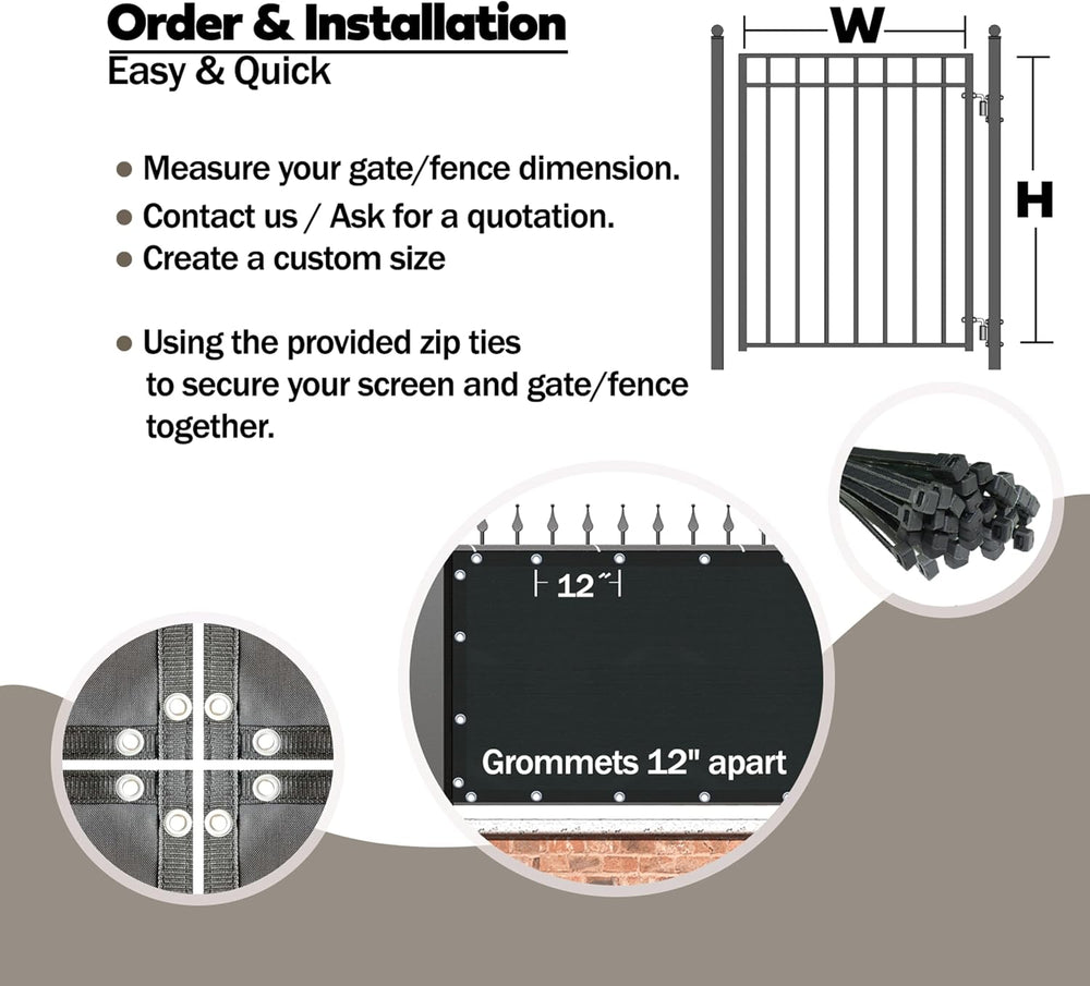 38in x 42in Gate Privacy Screen Shade Panel with Heavy Duty PVC Coated Polyes...