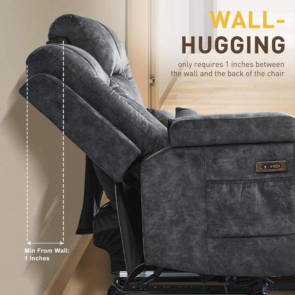 URRED Wall Hugger Power Reclining Loveseat Sofa,Gray:77.3" - 3 Seats