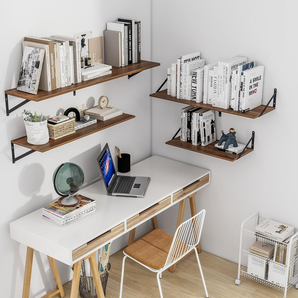 Heimlove 48W x 12D Deep Floating Shelves Set of 2 Walnut