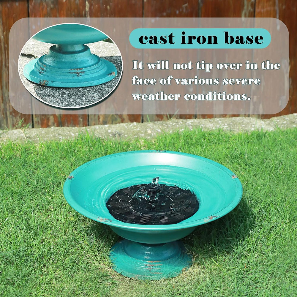 Solar Bird Bath Fountains, Bird Bath for Outside with cast Iron Base