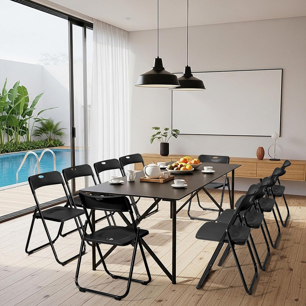 Karl home 10 PCS Plastic Folding Chair, Lightweight Foldable Chair, Black