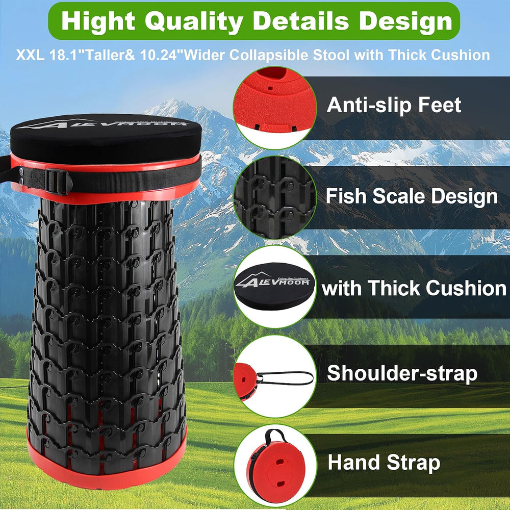 ALEVMOOM Telescoping Stool with Thick Cushion, H18.1 D10.24 Portable Collapsi...