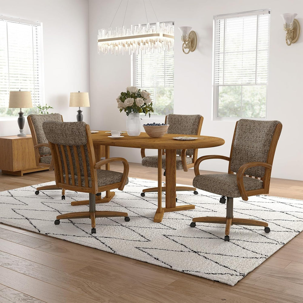 Chromcraft Baylor Swivel-Tilt Caster Dining Chair - Chestnut - Earth - 6pc