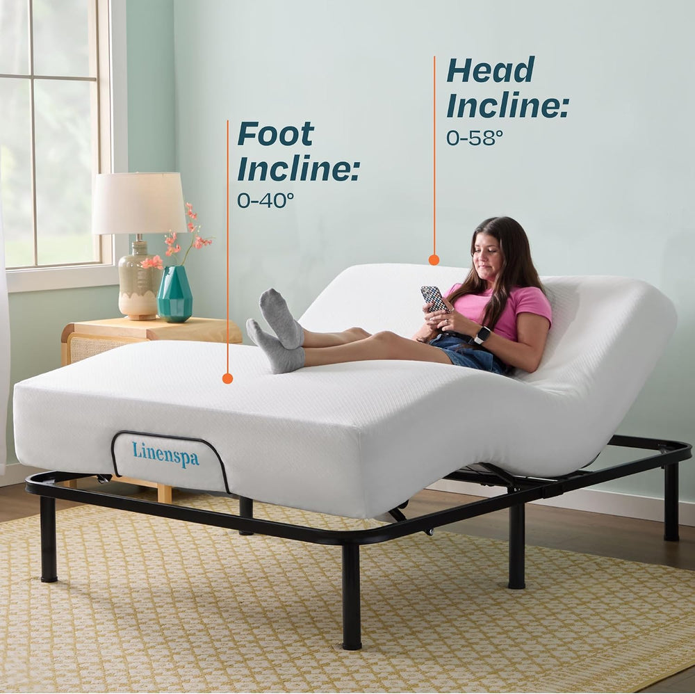 Linenspa L100 Adjustable Bed Base, Head and Foot Incline, Full Size
