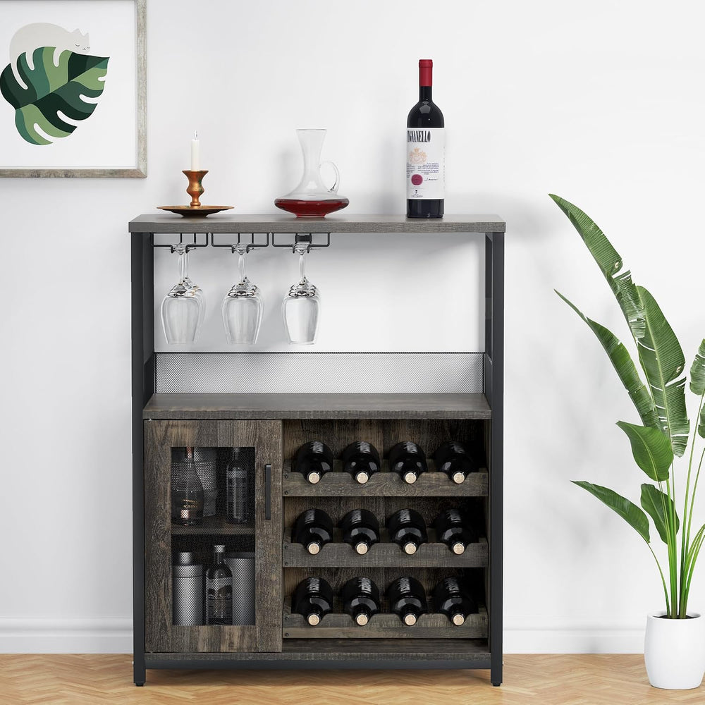 IDEALHOUSE Wine Bar Cabinet with Detachable Wine Rack and Storage Space