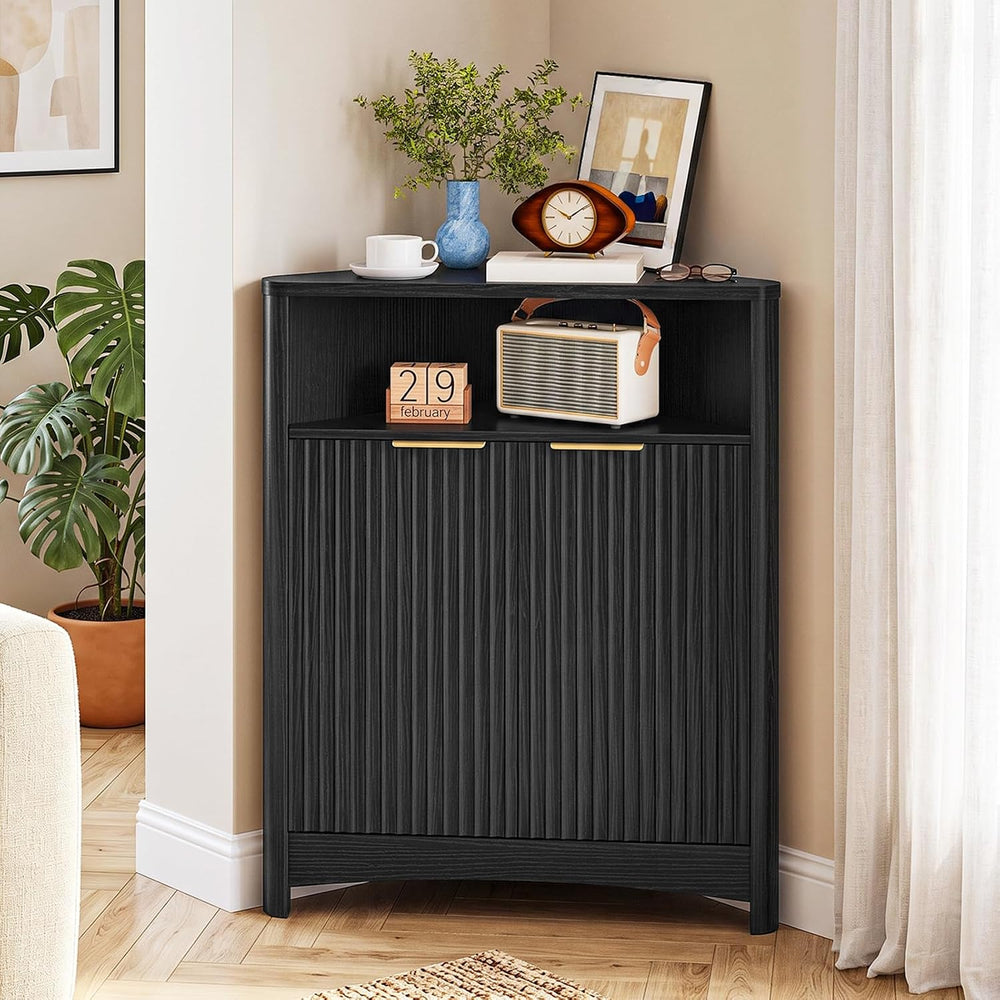 CHOEZON Corner Cabinet, Corner Storage with Fluted Panels and Adjustable Shel...