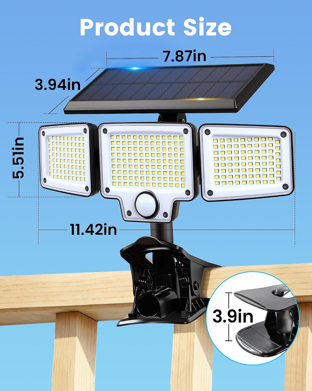 Clip on Solar Lights Outdoor,3000mAh Flood Lights with Motion Sensor,Remote