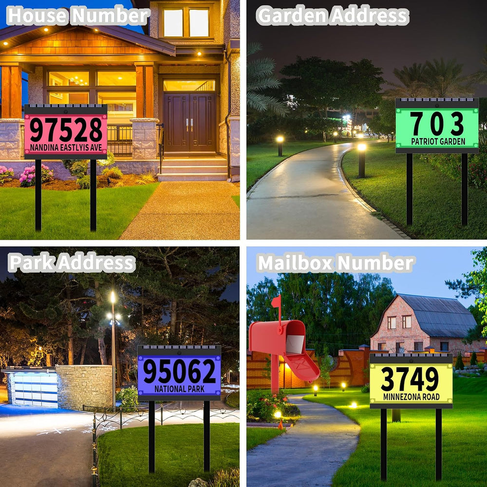 Acrylics Solar Address Numbers Sign for House with Double Stakes