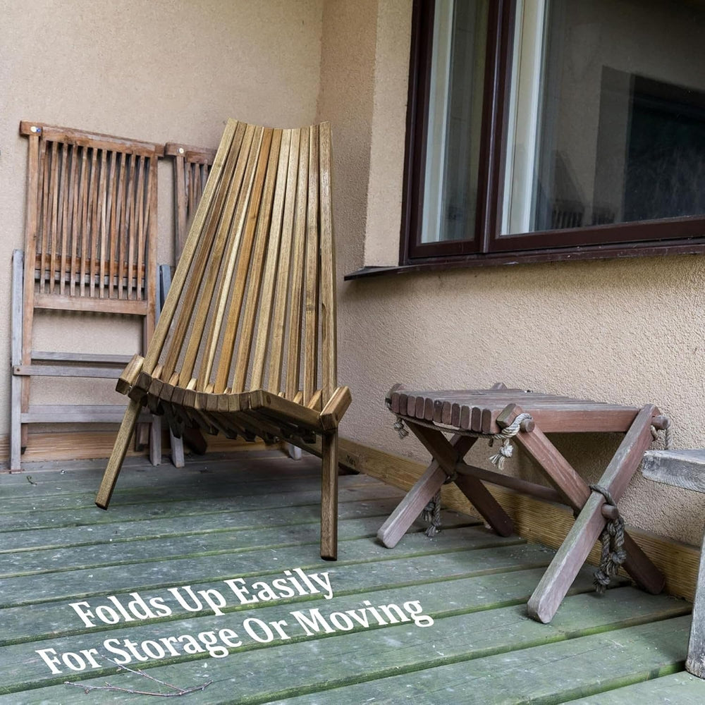 Melino Tamarack Acacia Wood Folding Lounge Chair, Low Profile Lounger
