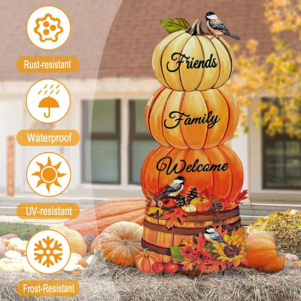 Thanksgiving Pumpkin Garden Stakes,Fall Decorations Outdoor Yard Art Decor