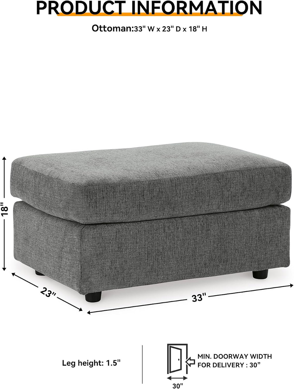 Signature Design by Ashley Stairatt Gray Rectangular Upholstered Ottoman