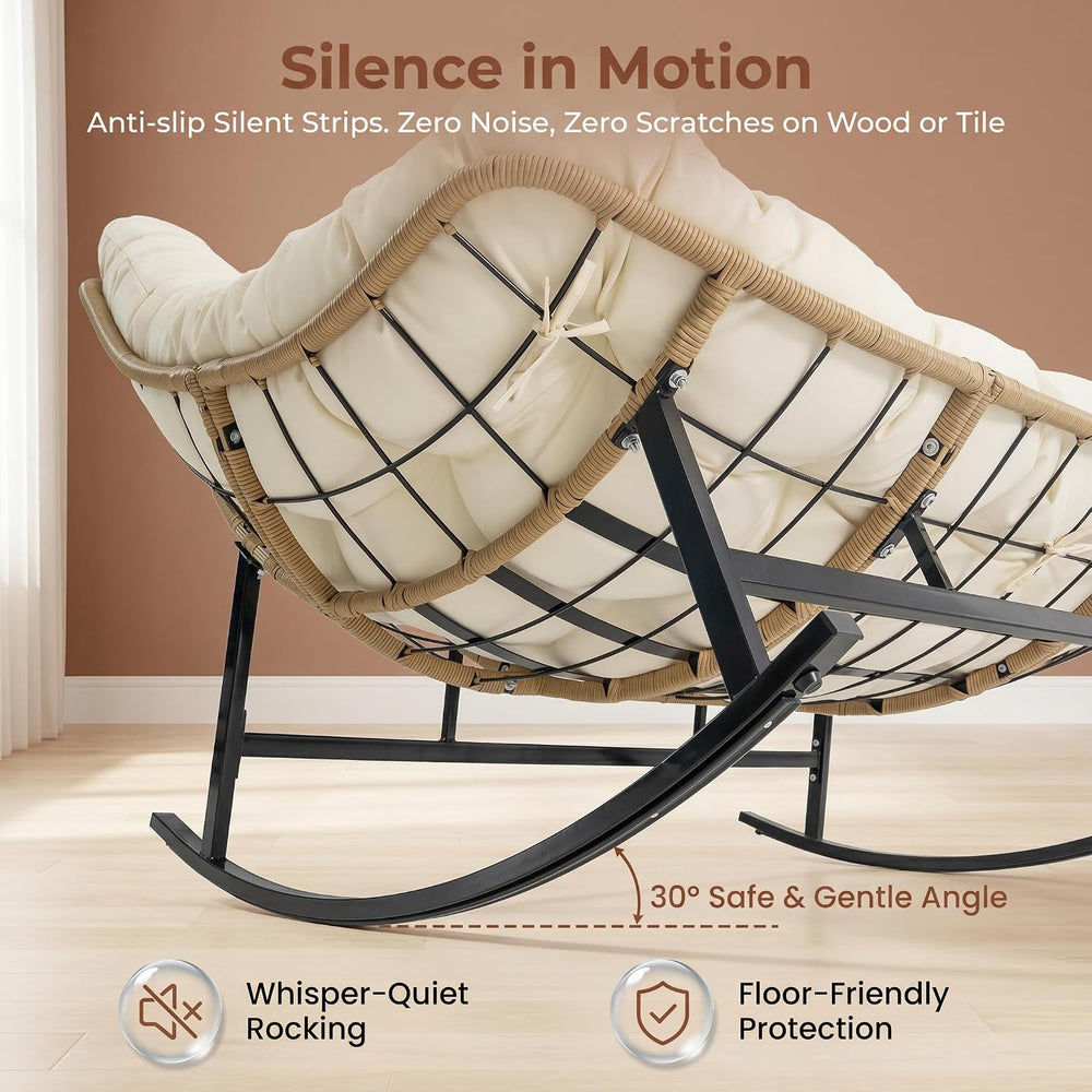 RADIATA Double Egg Rocking Chair for 2, Oversized Loveseat with Cushion
