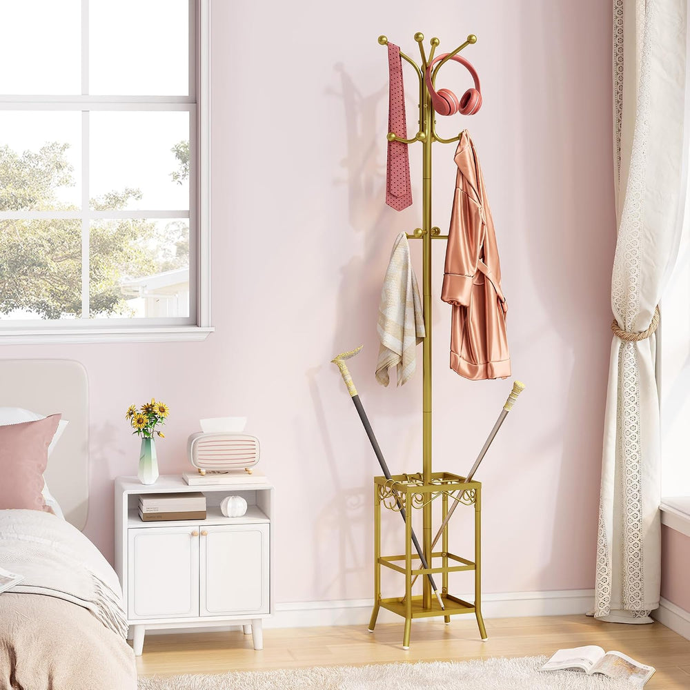 Hoctieon Coat Rack Freestanding, Coat Tree with Umbrella Holder