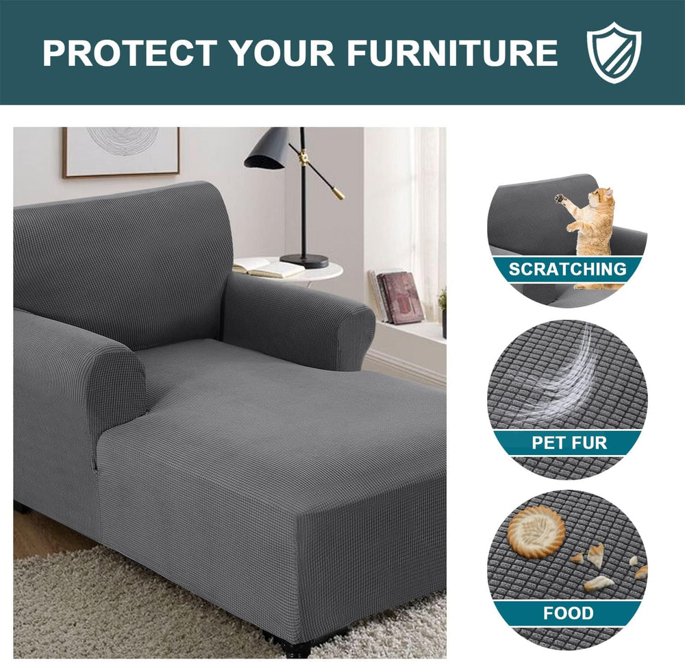 FantasDecor Chaise Lounge Cover Stretch Chair Lattice Slipcover with Armrests...