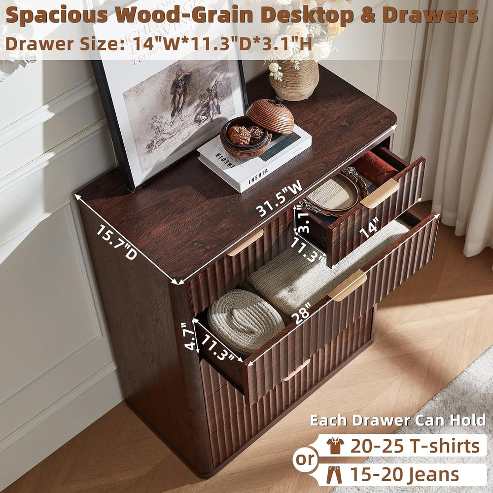 LEYAOYAO Fluted 6 Drawers Dresser for Bedroom Set of 2, 42" Tall Modern ...