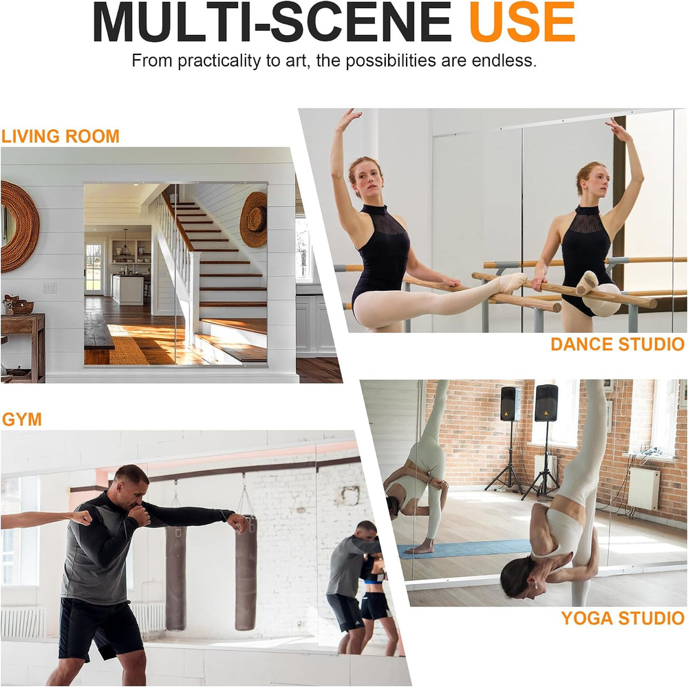 Delma Home Gym Mirror, 48"x24"x2PCS, Silver