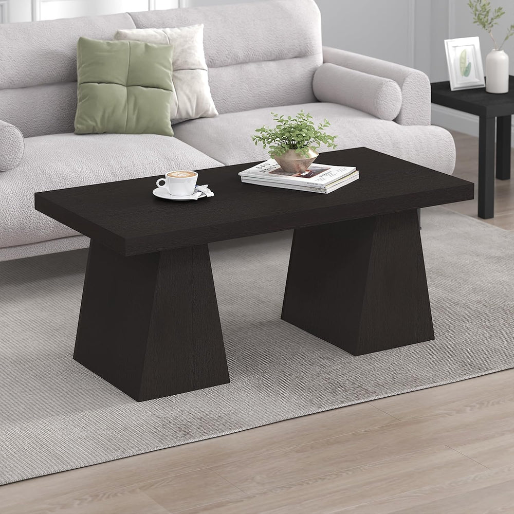 Furinno ARA Coffee Table, 47-Inch Accent Center Table, Dark Oak