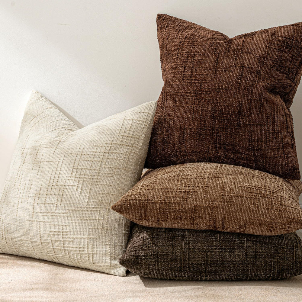 MIULEE Texture Chenille Decorative Throw Pillow Covers Dark Brown 18x18