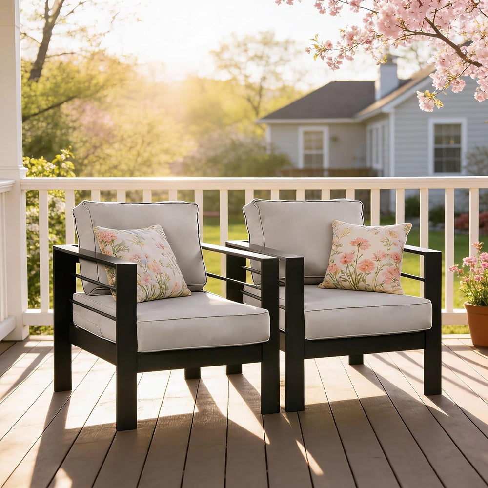 Outdoor Patio Chairs, Aluminum Patio Sofa, 3.2" Armrest Outside Couch