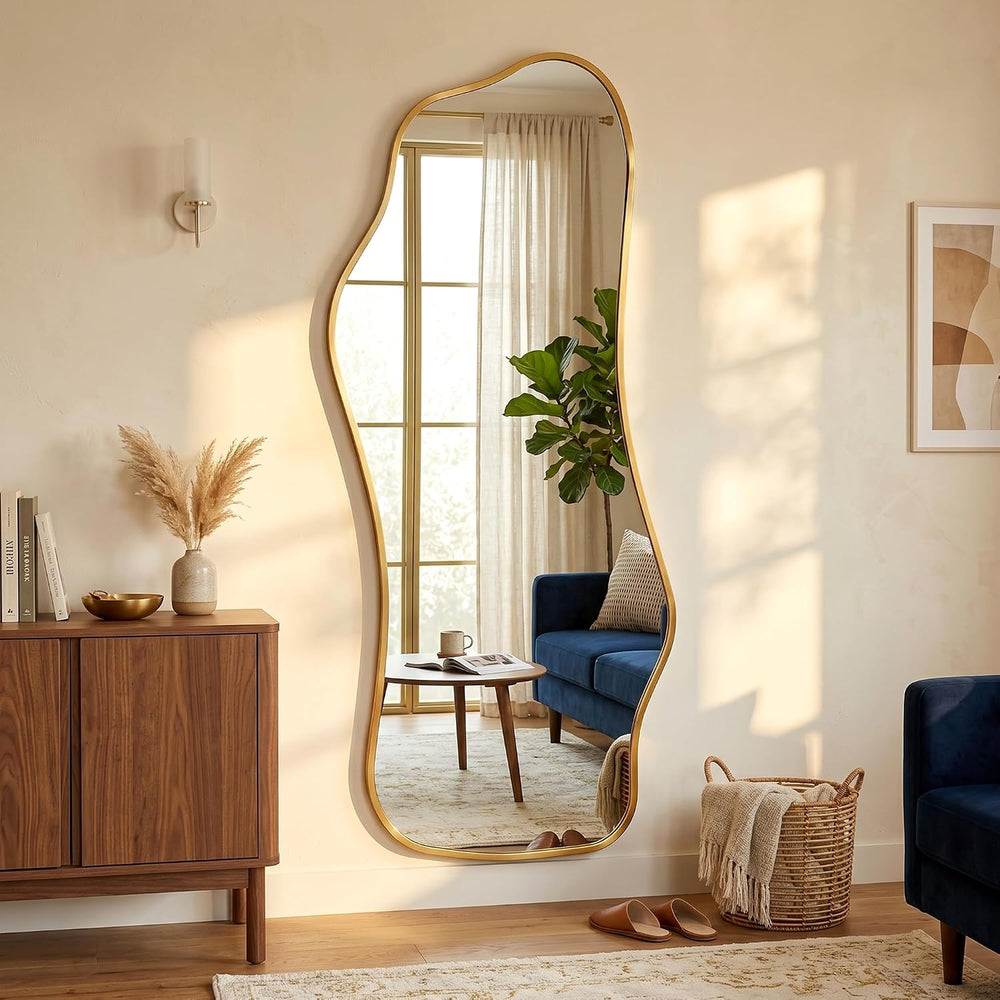 Irregular Full Length Mirror,Wavy Decorative Floor Mirror 62.2"×22.8&quo...