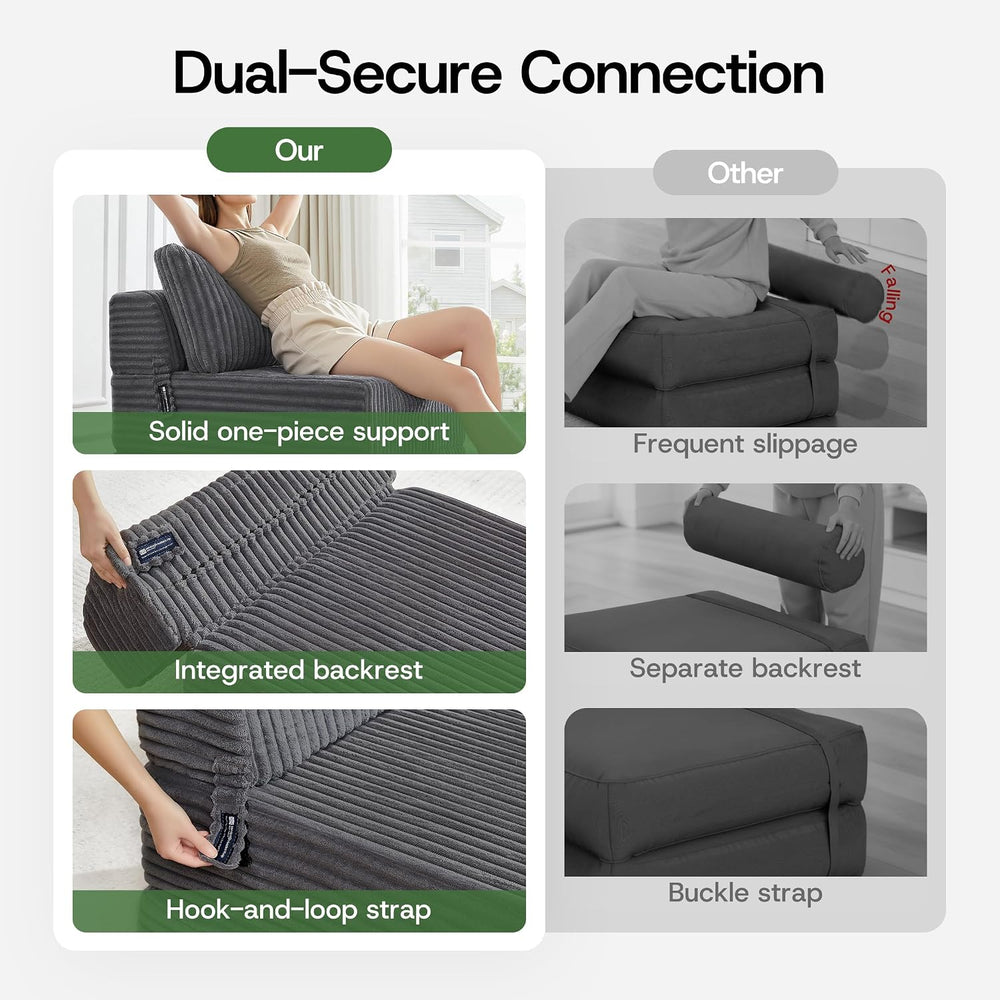Folding Sofa Bed Convertible 4 in 1 Sleeper Chair Gray Twin