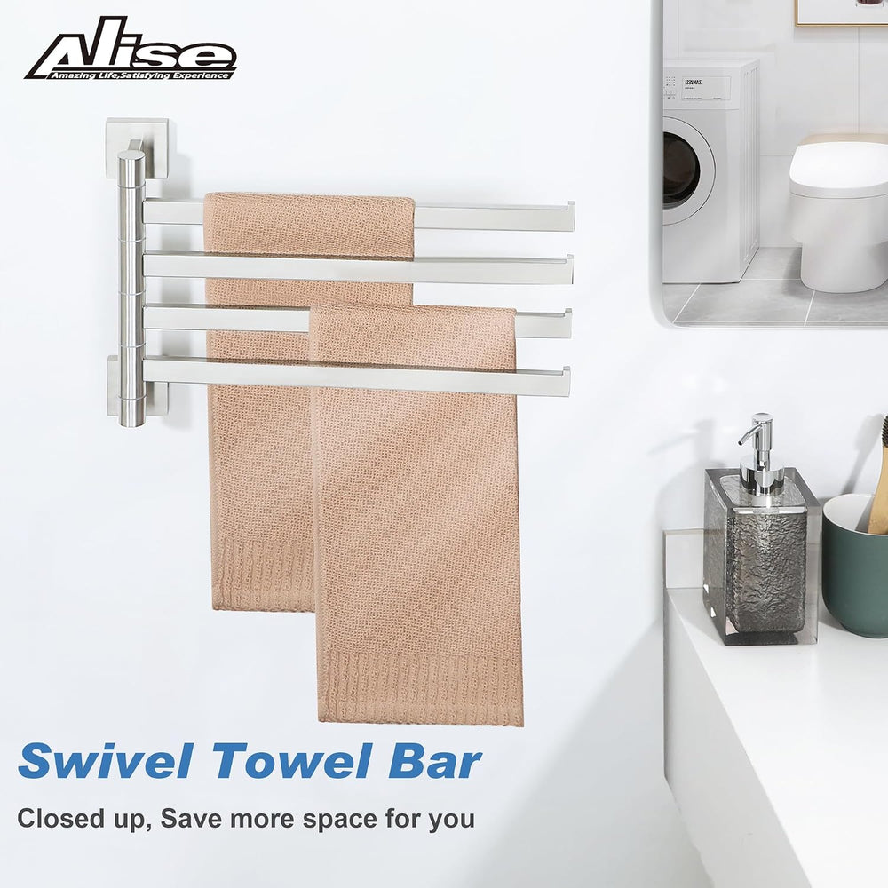 Alise 4 Arm Swivel Towel Rack, Swivel Towel Bar Brushed Nickel, 13.6 Inch