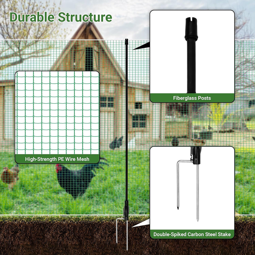 Temporary Fence with Posts 4' x 100' for for Dogs Outdoor Backyard
