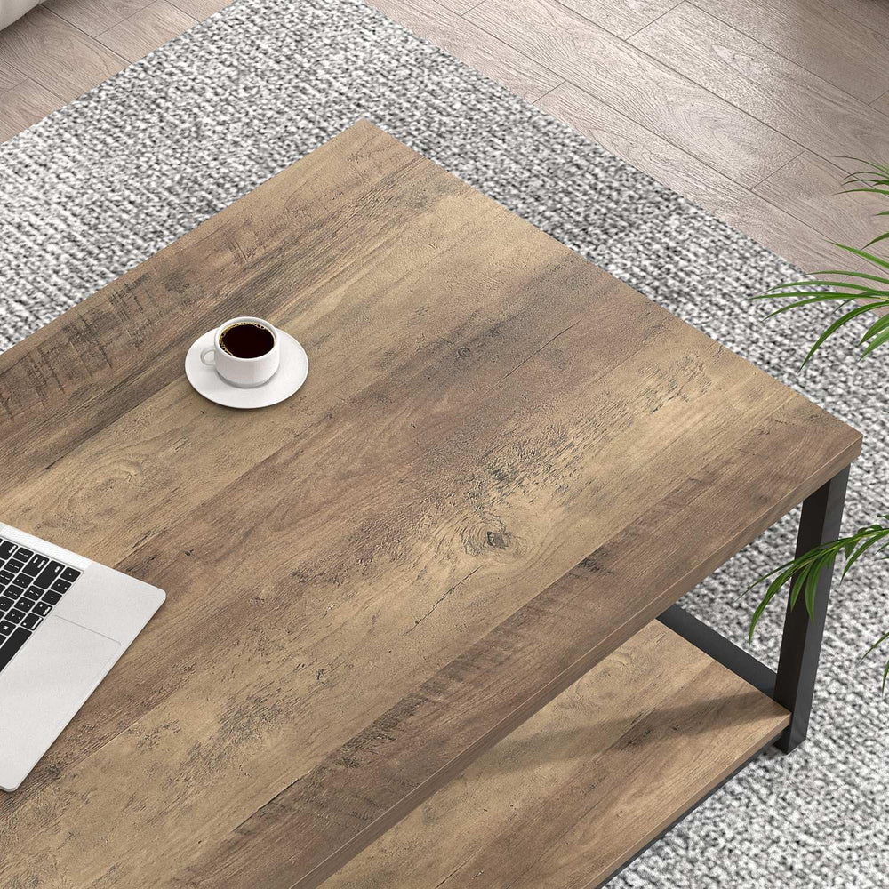 FOLUBAN Modern Coffee Table, Living Room Center Table with Storage, Wood and ...