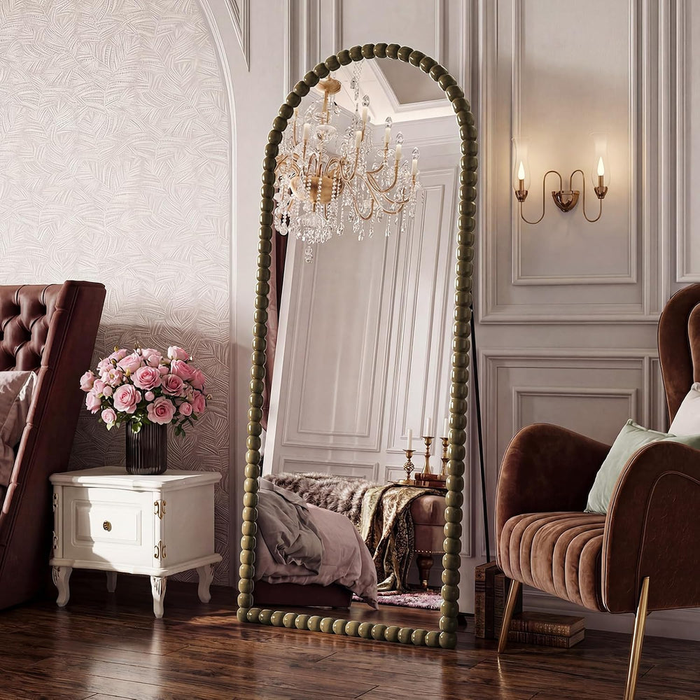 Antique Bronze Full Length Mirror 71x28 in, Beaded Standing Mirror